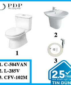 COMBO 22 - Bồn Cầu 2 Khối Nắp Êm C-504VAN+ L-285V+ CFV-102M