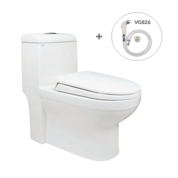 Bồn Cầu Viglacera 1 Khối V41 Kèm Vòi Xịt VG826