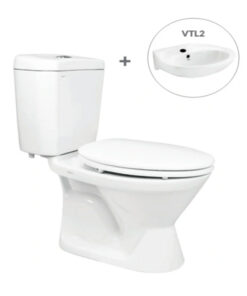 Bồn Cầu Viglacera 2 Khối VI66 Nắp Thường Kèm Lavabo VTL2