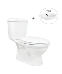 Bồn Cầu Viglacera 2 Khối VI88 Nắp Thường Kèm Lavabo VLT2