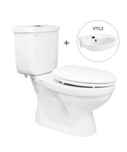 Bồn Cầu Viglacera 2 Khối VT18M Nắp Thường Kèm Lavabo VTL2
