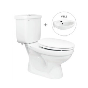 Bồn Cầu Viglacera 2 Khối VT18M Nắp Êm Kèm Lavabo VTL2